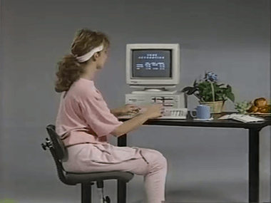 Aerobics lady at computer