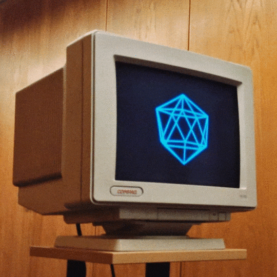 Computer with hexagonal graphic
